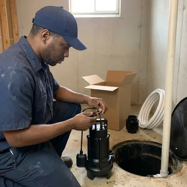 JKV Plumbing technician providing basement sump pump installation in Cheyenne, WY