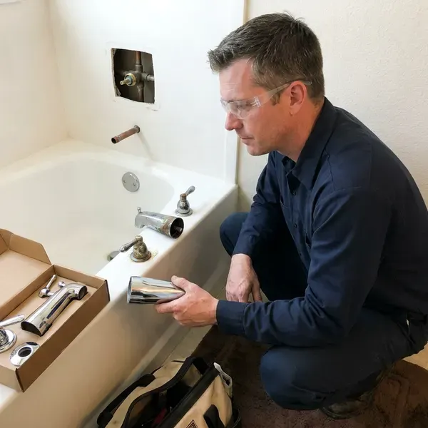 JKV Plumbing technician providing bathtub faucet replacement in Cheyenne, WY
