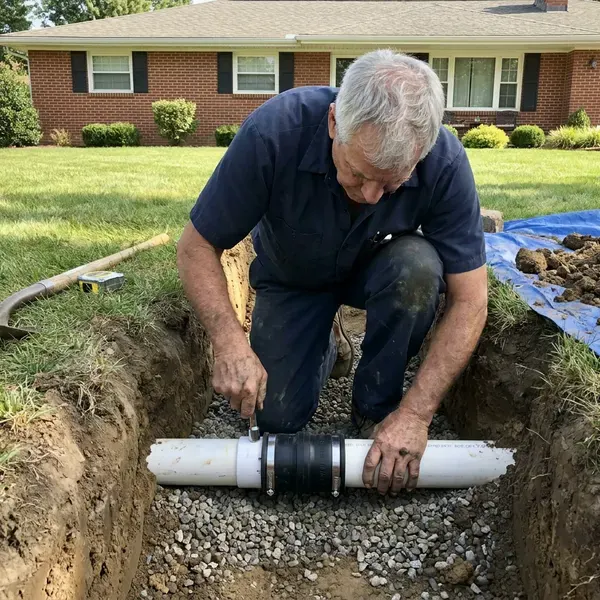 JKV Plumbing technician providing sewer line replacement in Cheyenne, WY