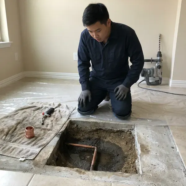 JKV Plumbing technician providing slab leak repair in Cheyenne, WY