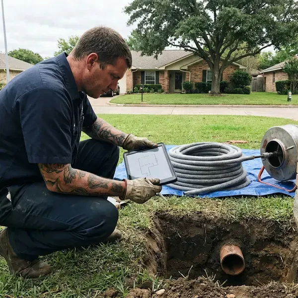 JKV Plumbing technician providing trenchless sewer line repair in Cheyenne, WY